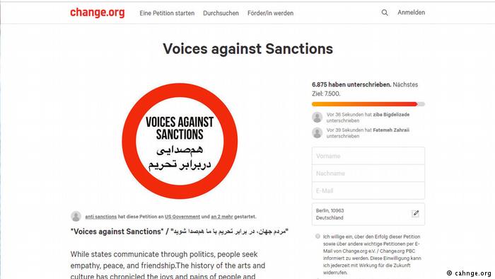 Screenshot Voices against sanctions